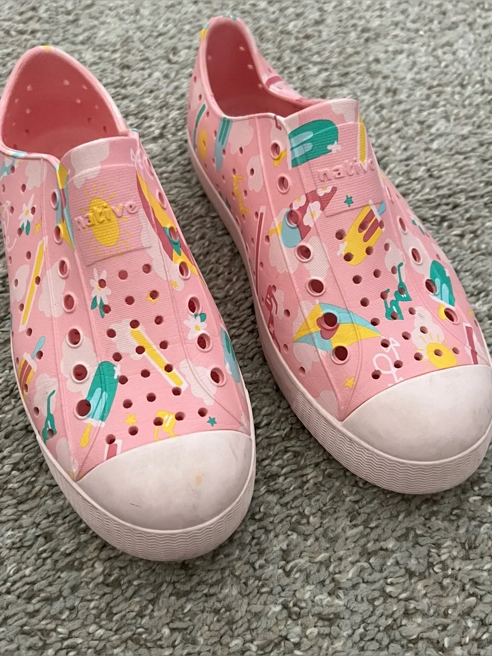 Native Kids Pink Beach-Print Slip-On Water Shoes Size 2